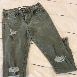Vervet Distressed Olive Green Women Jeans size 27